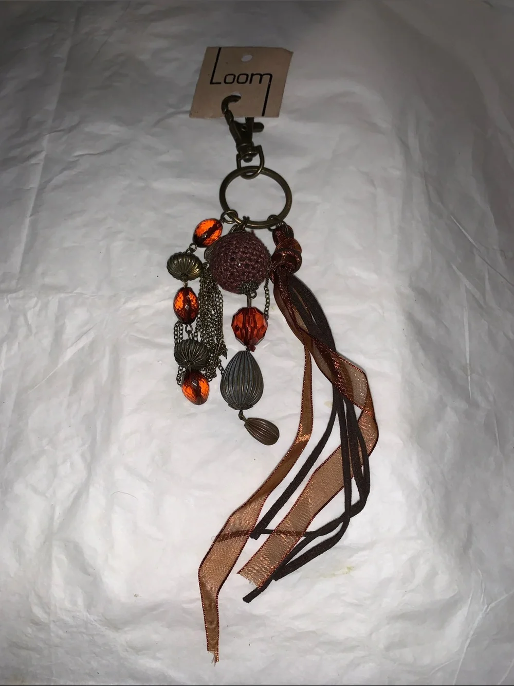 Brown & Orange Tassel Keyring/Purse Charm